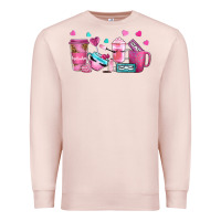 Pale Pink lash hustler with eyelashes coffee cups Premium Sweatshirt - NancyCooperArtShop