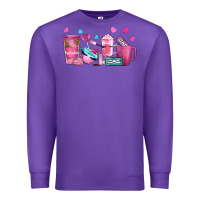 Purple lash hustler with eyelashes coffee cups Premium Sweatshirt - NancyCooperArtShop