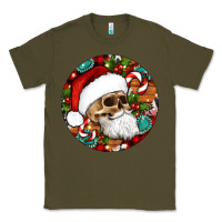 Army Green Christmas hippie skeleton santa ornament Classic Tee - Artiststas