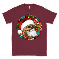 Burgundy Christmas hippie skeleton santa ornament Classic Tee - Artiststas