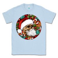 Dusty Blue Christmas hippie skeleton santa ornament Classic Tee - Artiststas