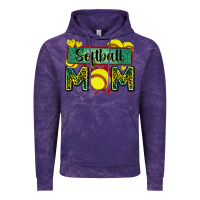 Cloud Purple softball mom with leopard Vintage Hoodie - Zillion Design Studio