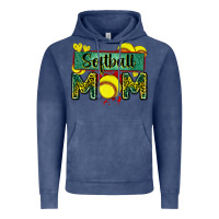 Vintage Denim softball mom with leopard Vintage Hoodie - Zillion Design Studio