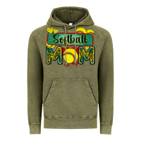 Vintage Olive softball mom with leopard Vintage Hoodie - Zillion Design Studio