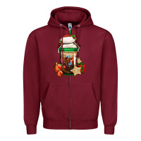 Burgundy Christmas vacation trapper hat coffee cup Zipper Hoodie - Jasminsmagicworld