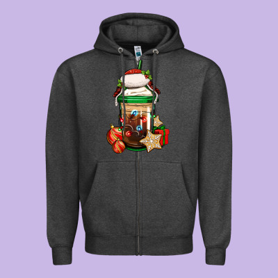 Christmas Vacation Trapper Hat Coffee Cup Zipper Hoodie Designed By Jasminsmagicworld