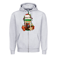 Heather Grey Christmas vacation trapper hat coffee cup Zipper Hoodie - Jasminsmagicworld