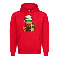 Red Christmas vacation trapper hat coffee cup Zipper Hoodie - Jasminsmagicworld