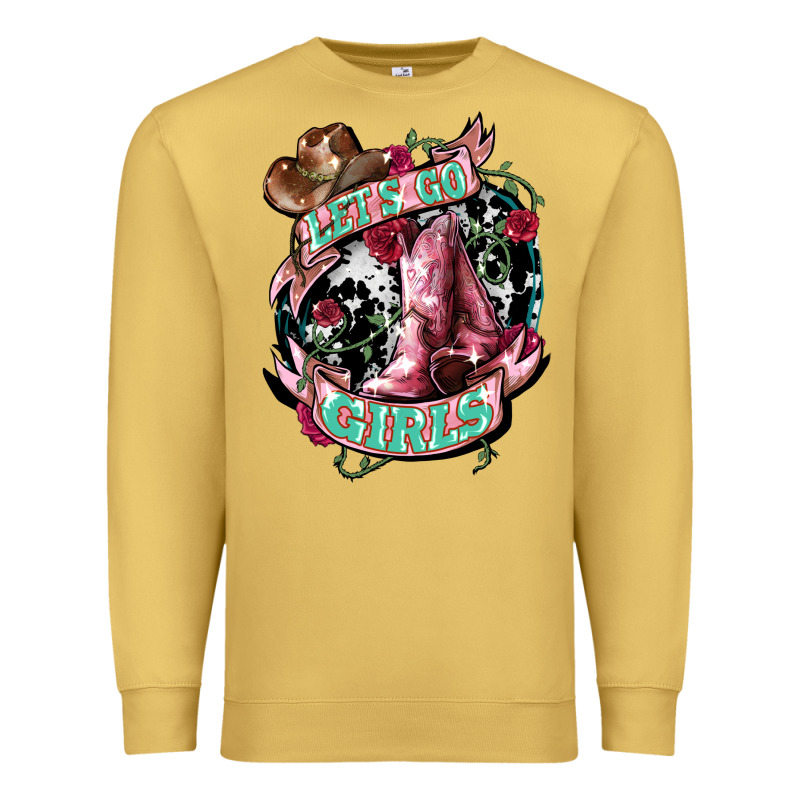 Lets Go Girls Cowboy Boots Cowgirl Premium Sweatshirt by NancyCooperArtShop | Teevron