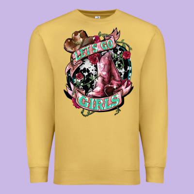 Lets Go Girls Cowboy Boots Cowgirl Premium Sweatshirt Designed By Nancycooperartshop