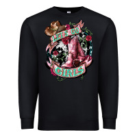Black lets go girls cowboy boots cowgirl Premium Sweatshirt - NancyCooperArtShop