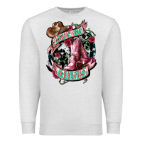 Oatmeal Heather lets go girls cowboy boots cowgirl Premium Sweatshirt - NancyCooperArtShop