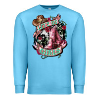 Ocean Blue lets go girls cowboy boots cowgirl Premium Sweatshirt - NancyCooperArtShop