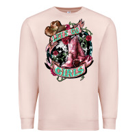 Pale Pink lets go girls cowboy boots cowgirl Premium Sweatshirt - NancyCooperArtShop