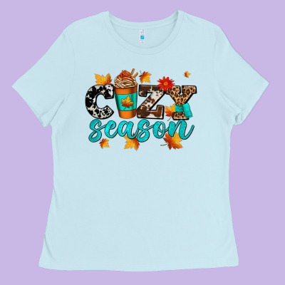 Cozy Season With Coffee Cup Ladies Tee Designed By Adodesignshop