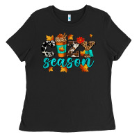 Black cozy season with coffee cup Ladies Tee - AdoDesignShop