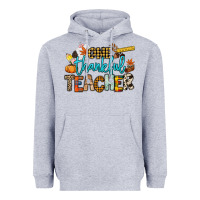 Heather Grey One thankful Teacher Heavyweight Hoodie - NancyCooperArtShop