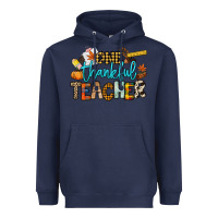 Navy One thankful Teacher Heavyweight Hoodie - NancyCooperArtShop