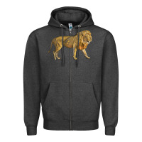 Charcoal Heather lion Zipper Hoodie - LillyAllenDesigns