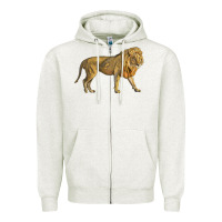 Oatmeal Heather lion Zipper Hoodie - LillyAllenDesigns