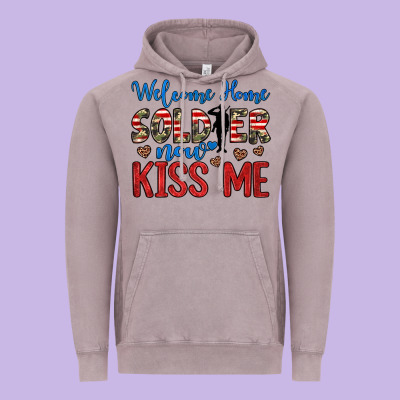 Welcome Home Soldier Now Kiss Me Vintage Hoodie Designed By Jahusdesignshop