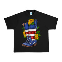 Black american cowboy boot with sunflower Urban Heavy Tee - HRA Design Shop