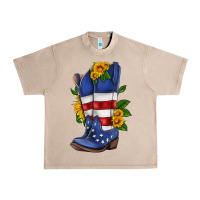 French Oak american cowboy boot with sunflower Urban Heavy Tee - HRA Design Shop