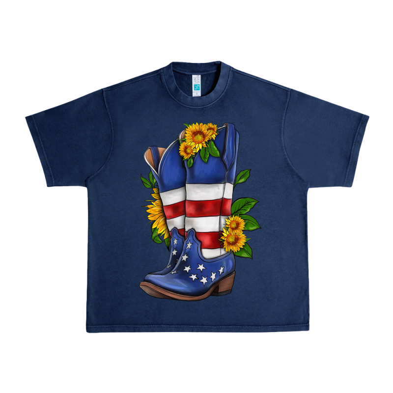 American Cowboy Boot With Sunflower Urban Heavy Tee by HRA Design Shop | Teevron