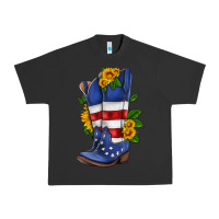 Pigment Black american cowboy boot with sunflower Urban Heavy Tee - HRA Design Shop