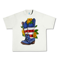 Pistachio american cowboy boot with sunflower Urban Heavy Tee - HRA Design Shop