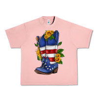 Salmon american cowboy boot with sunflower Urban Heavy Tee - HRA Design Shop