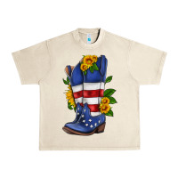 Sandshell american cowboy boot with sunflower Urban Heavy Tee - HRA Design Shop