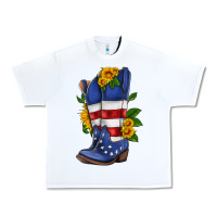 White american cowboy boot with sunflower Urban Heavy Tee - HRA Design Shop