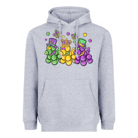 Heather Grey mardi gras bead dogs Heavyweight Hoodie - MaliasSmallBusiness