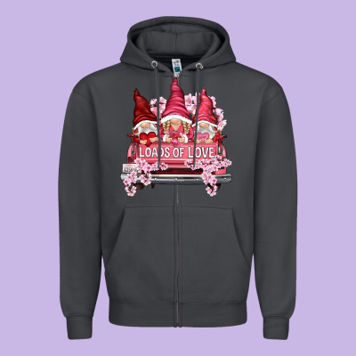 Loads Of Love With Flowers Zipper Hoodie Designed By Nancycooperartshop