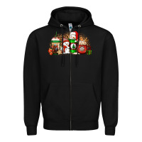 Black Christmas snow coffee cups Zipper Hoodie - Jasminsmagicworld