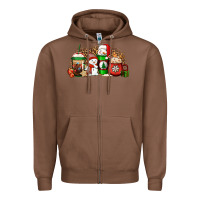 Chestnut Christmas snow coffee cups Zipper Hoodie - Jasminsmagicworld