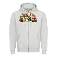 Dove Grey Christmas snow coffee cups Zipper Hoodie - Jasminsmagicworld