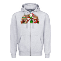Heather Grey Christmas snow coffee cups Zipper Hoodie - Jasminsmagicworld