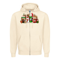Sandshell Christmas snow coffee cups Zipper Hoodie - Jasminsmagicworld