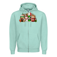 Seafoam Christmas snow coffee cups Zipper Hoodie - Jasminsmagicworld