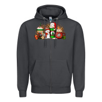 Smoke Christmas snow coffee cups Zipper Hoodie - Jasminsmagicworld