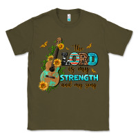 Army Green the lord is my strength and my song guitar with su Classic Tee - AdoDesignShop
