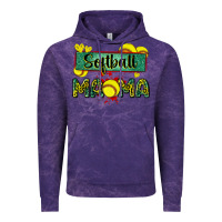 Cloud Purple softball mama with leopard Vintage Hoodie - Zillion Design Studio