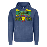 Vintage Denim softball mama with leopard Vintage Hoodie - Zillion Design Studio