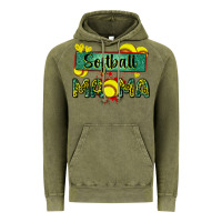 Vintage Olive softball mama with leopard Vintage Hoodie - Zillion Design Studio
