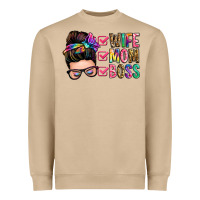 Mushroom wife mom boss messy bun Heavyweight Sweatshirt - Zillion Design Studio