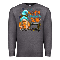 Charcoal Heather just a woman who loves to sew Premium Sweatshirt - NancyCooperArtShop