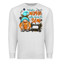 Oatmeal Heather just a woman who loves to sew Premium Sweatshirt - NancyCooperArtShop