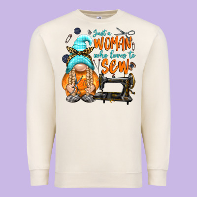 Just A Woman Who Loves To Sew Premium Sweatshirt Designed By Nancycooperartshop